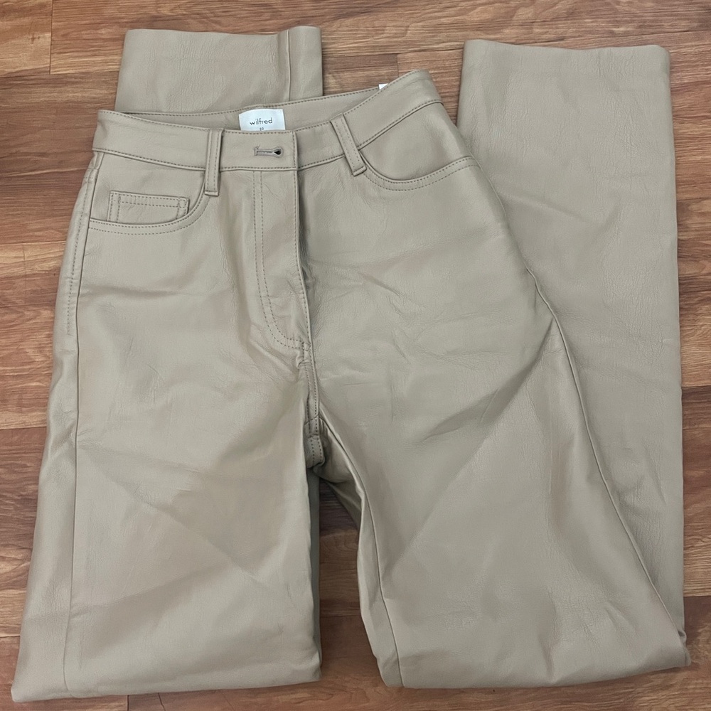 Wilfred Beige Faux Leather Pants